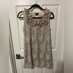 Champagne floral lace cocktail dress
